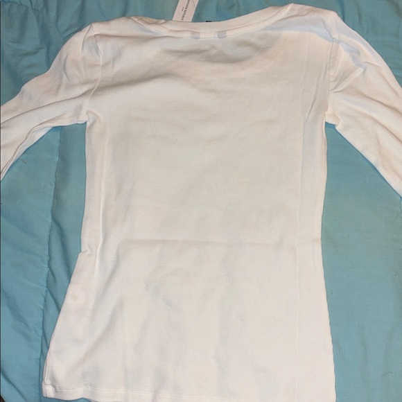 Banana Republic White Ribbed 3/4 length Sleeve Tee Small - Picture 3 of 4